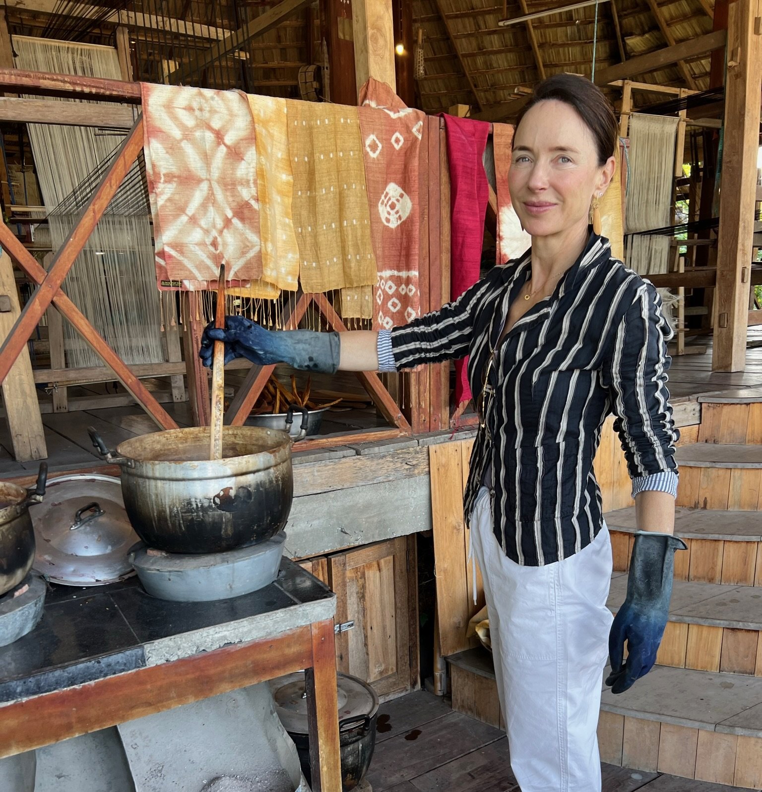 Lucy with naturally dyed textiles